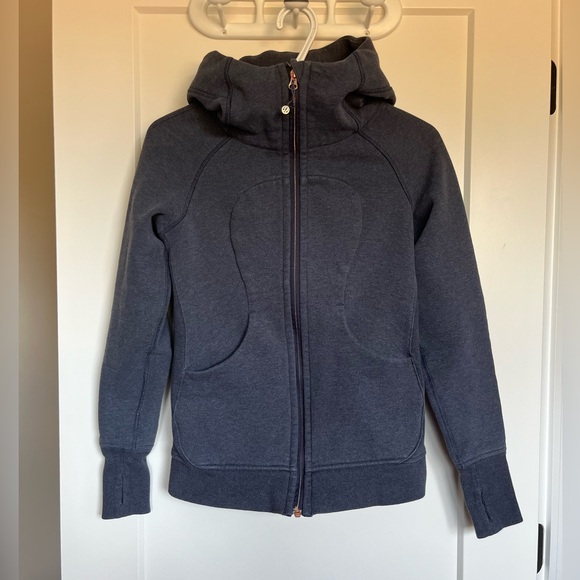 Lululemon Navy Scuba Full Zip Hoodie w/ Rose Gold Zipper - Picture 1 of 5